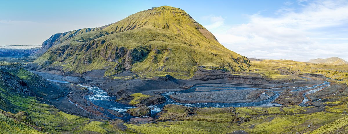 Panorama of an amazing landscape while driving backroad, F-209.