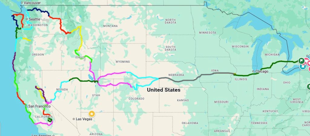 Map of 2012 Motorcycle Tour - Complete trip including Trucking the Bike to Salt Lake City