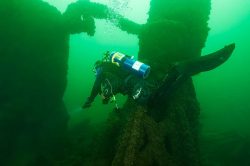 Diver Phillip Brand on the Niagara Shipwreck