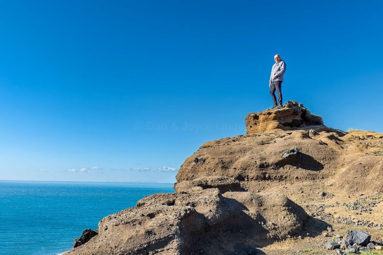 Steve overlooking the Black Sand Beach at Dyrhólaey