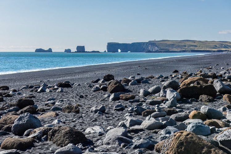 View of Dyrhólaey from Reynisdranger Black Sand Beach