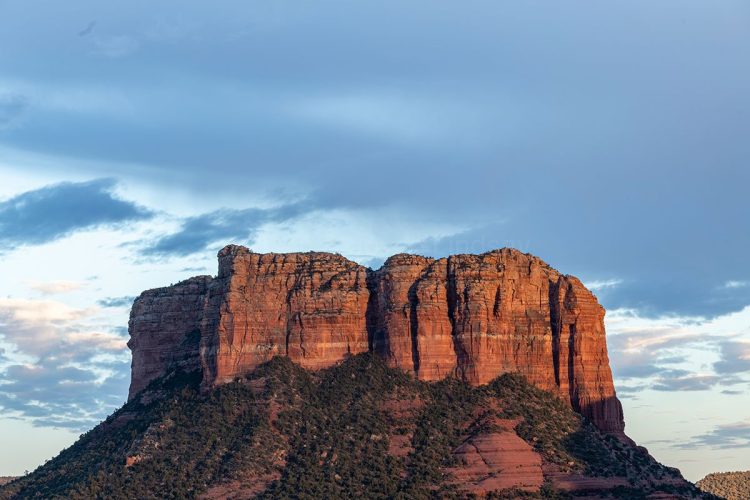 Courthouse Butte rock formation in Sedona, Arizona at sunset
