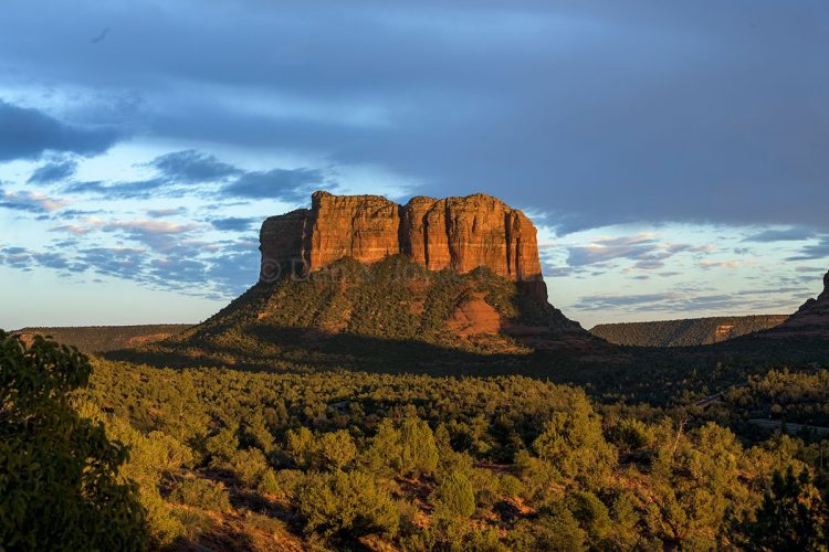 Courthouse Butte rock formation in Sedona, Arizona at sunset