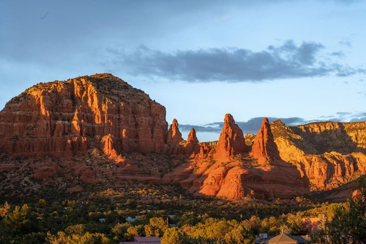 The Nuns rock formation in Sedona, Arizona at sunset